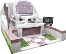 モダンな大理石の組み合わせによるデザイン墓石例です